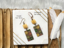 Brass Hand Painted Daisy Flower Earrings